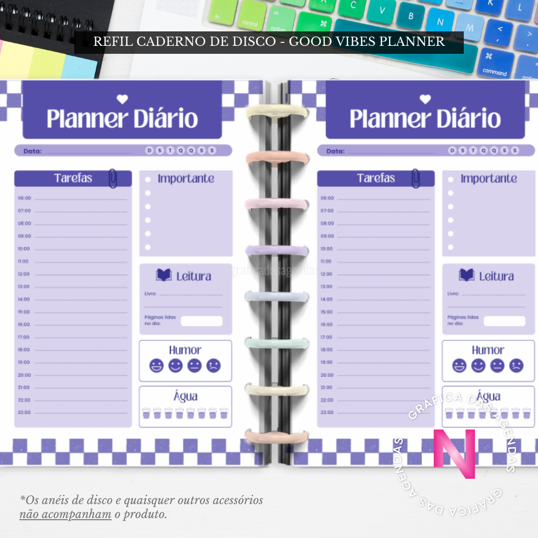 Good Vibes Planner - Refil Caderno de Disco